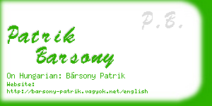 patrik barsony business card